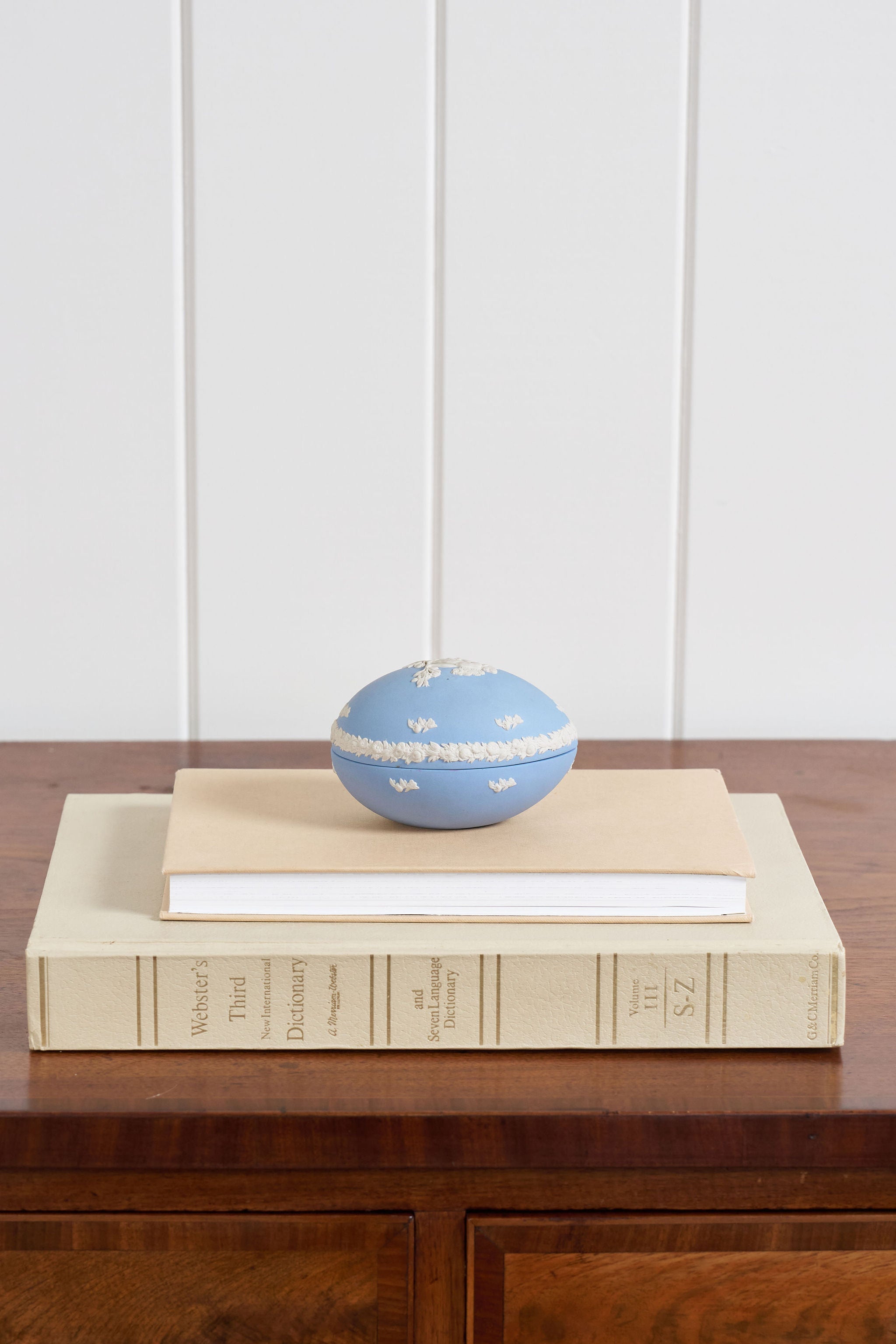 Wedgwood Blue Jasperware Cherub Egg Trinket Box