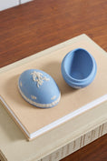 Load image into Gallery viewer, Wedgwood Blue Jasperware Cherub Egg Trinket Box
