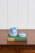 Load image into Gallery viewer, Vintage Wedgwood Blue Jasperware Lidded Container with Base Plate
