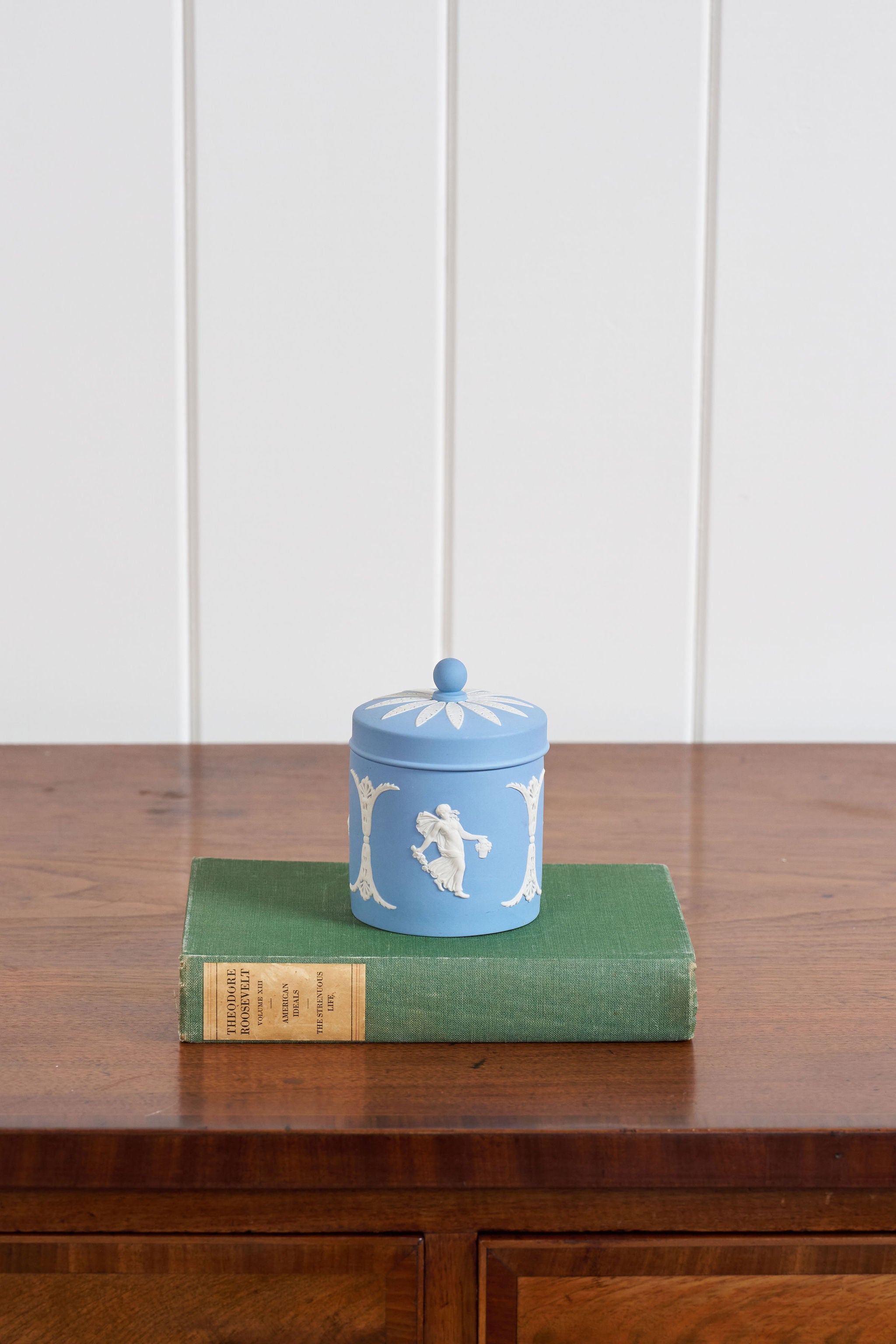 Vintage Wedgwood Blue Jasperware Lidded Container
