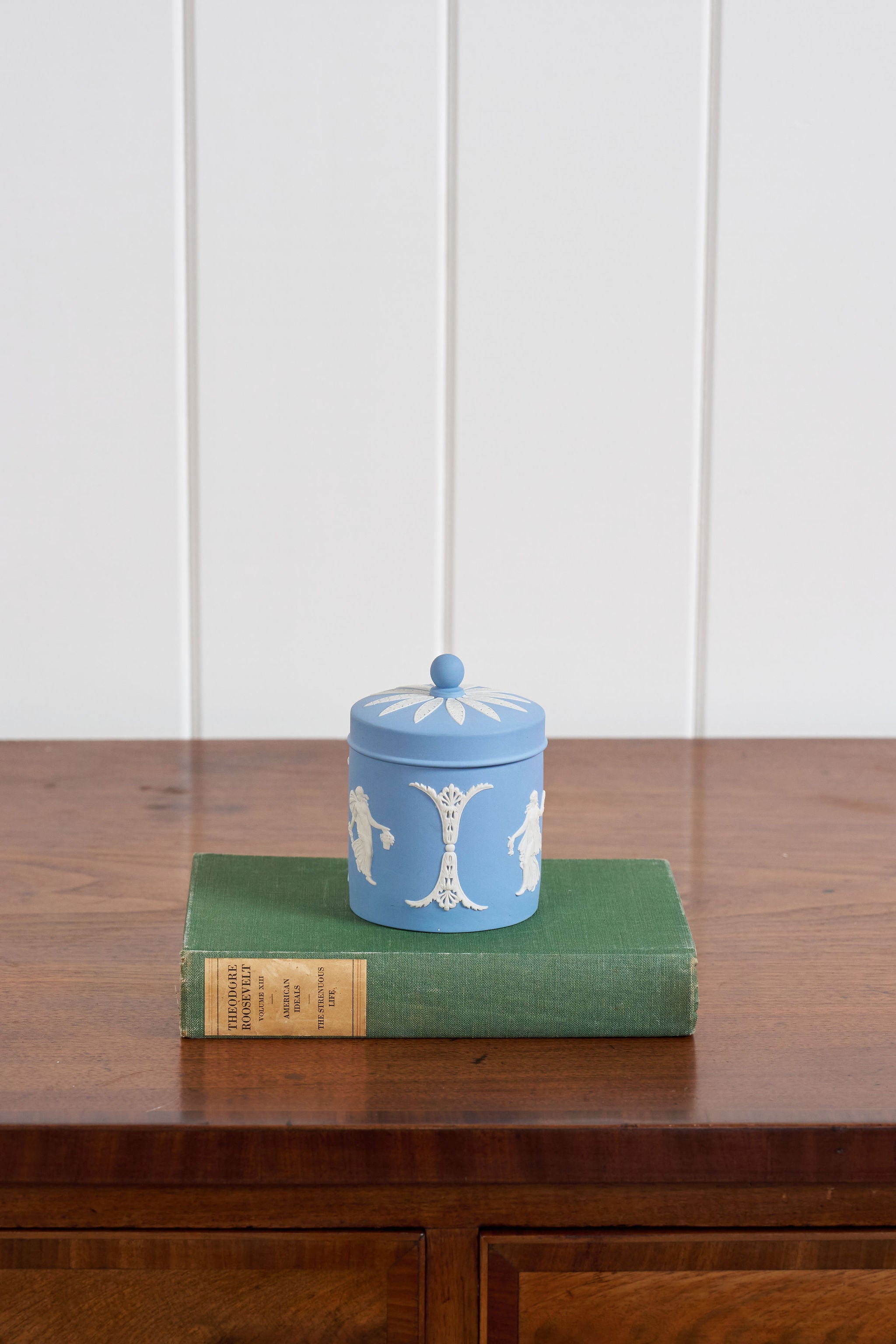 Vintage Wedgwood Blue Jasperware Lidded Container
