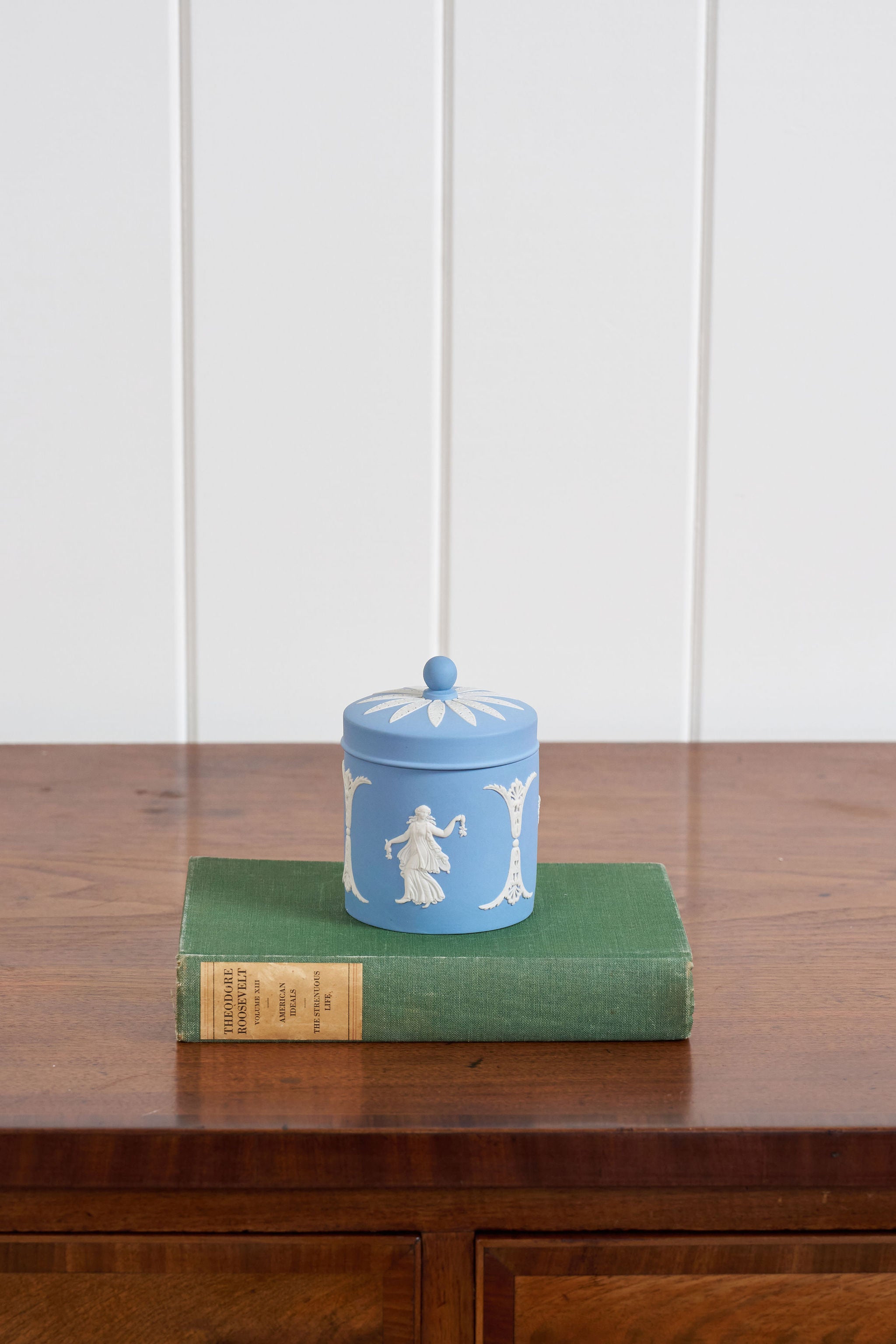 Vintage Wedgwood Blue Jasperware Lidded Container