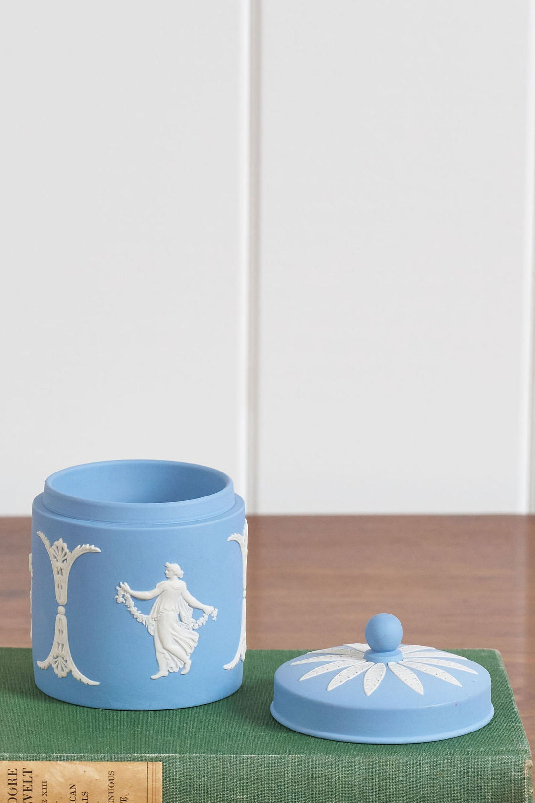 Vintage Wedgwood Blue Jasperware Lidded Container