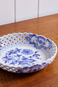 Load image into Gallery viewer, Carl Teichert Meissen Blue Onion Reticulated Shallow Bowl (c. 1875)
