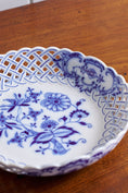 Load image into Gallery viewer, Carl Teichert Meissen Blue Onion Reticulated Shallow Bowl (c. 1875)
