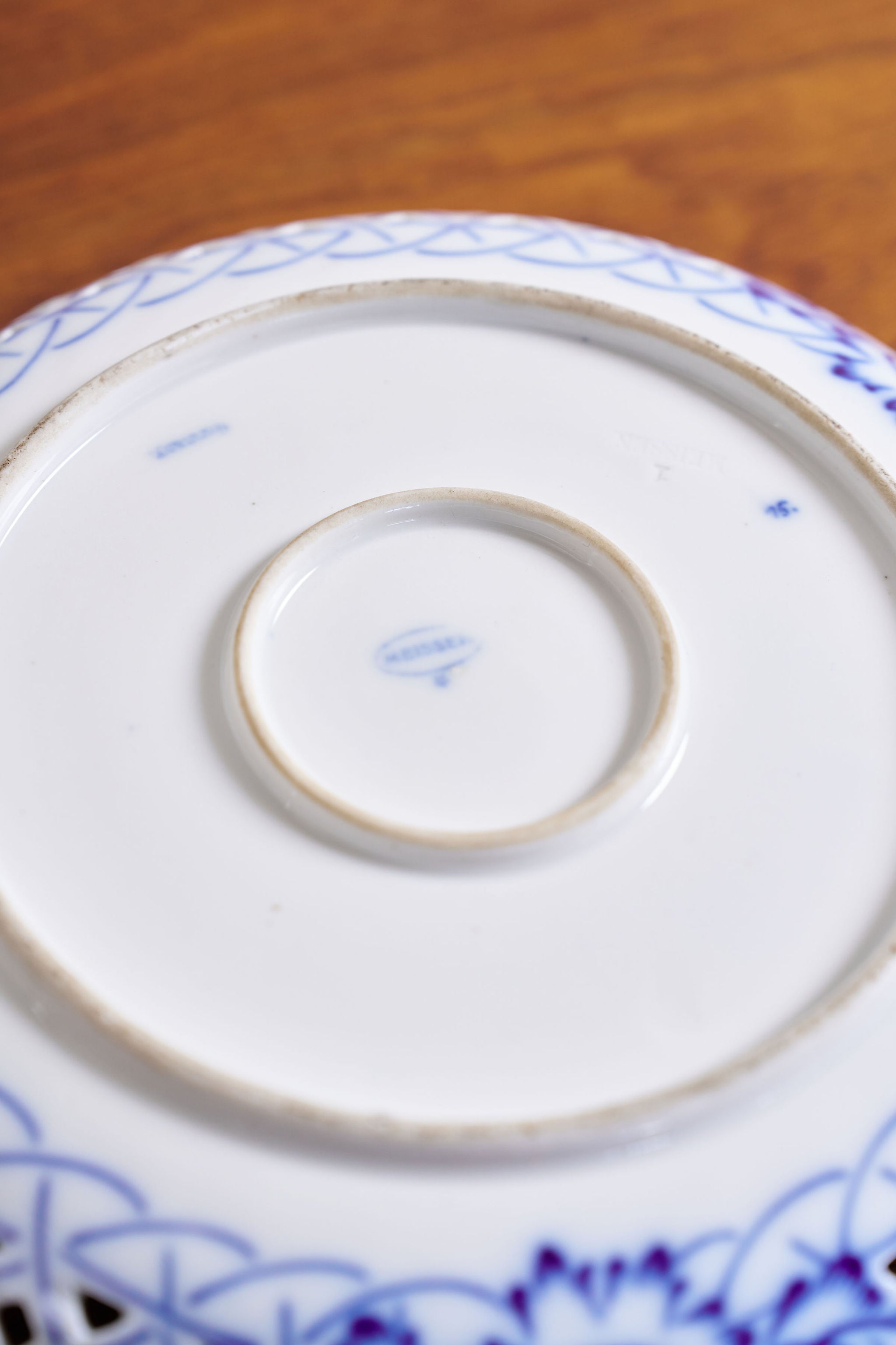 Carl Teichert Meissen Blue Onion Reticulated Shallow Bowl (c. 1875)