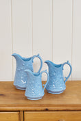 Load image into Gallery viewer, 7” Victorian Blue Glazed Jasperware Jug with Strawberry Relief Motif

