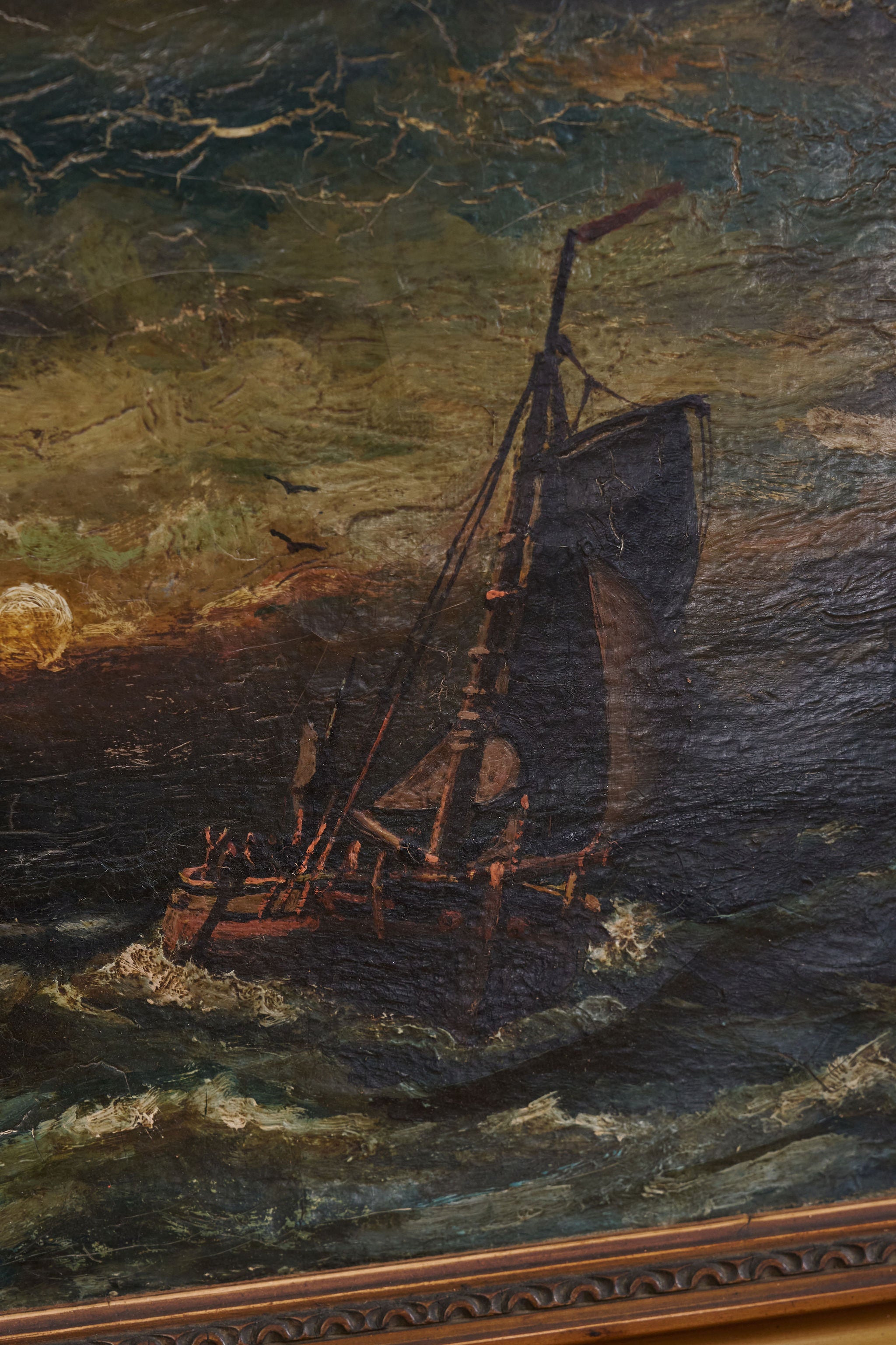 19th Century Signed Moody Maritime Oil Painting