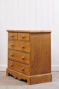 Load image into Gallery viewer, Petite English Pine Two-Over-Three Chest with Scalloped Apron
