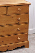 Load image into Gallery viewer, Petite English Pine Two-Over-Three Chest with Scalloped Apron
