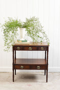 Load image into Gallery viewer, 19th-Century English Mahogany + Oak Inlay Two-Tier Server with Drawers

