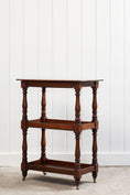 Load image into Gallery viewer, Petite English Three-Tier Victorian Mahogany Trolley/Side Table with Hidden Drawer on Casters (c. 1890)

