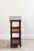 Load image into Gallery viewer, Petite English Three-Tier Victorian Mahogany Trolley/Side Table with Hidden Drawer on Casters (c. 1890)
