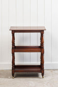 Load image into Gallery viewer, Petite English Three-Tier Victorian Mahogany Trolley/Side Table with Hidden Drawer on Casters (c. 1890)
