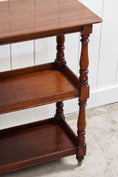 Load image into Gallery viewer, Petite English Three-Tier Victorian Mahogany Trolley/Side Table with Hidden Drawer on Casters (c. 1890)
