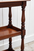 Load image into Gallery viewer, Petite English Three-Tier Victorian Mahogany Trolley/Side Table with Hidden Drawer on Casters (c. 1890)
