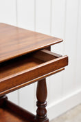 Load image into Gallery viewer, Petite English Three-Tier Victorian Mahogany Trolley/Side Table with Hidden Drawer on Casters (c. 1890)
