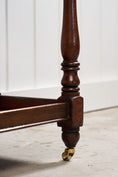 Load image into Gallery viewer, Petite English Three-Tier Victorian Mahogany Trolley/Side Table with Hidden Drawer on Casters (c. 1890)
