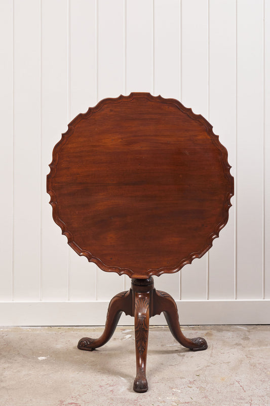 Carved Mahogany Chippendale Tilt-Top Pie Crust Side Table
