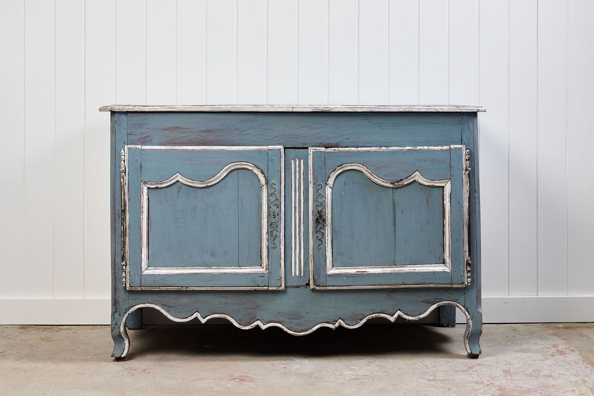 18th Century Country French Painted Blue Cupboard