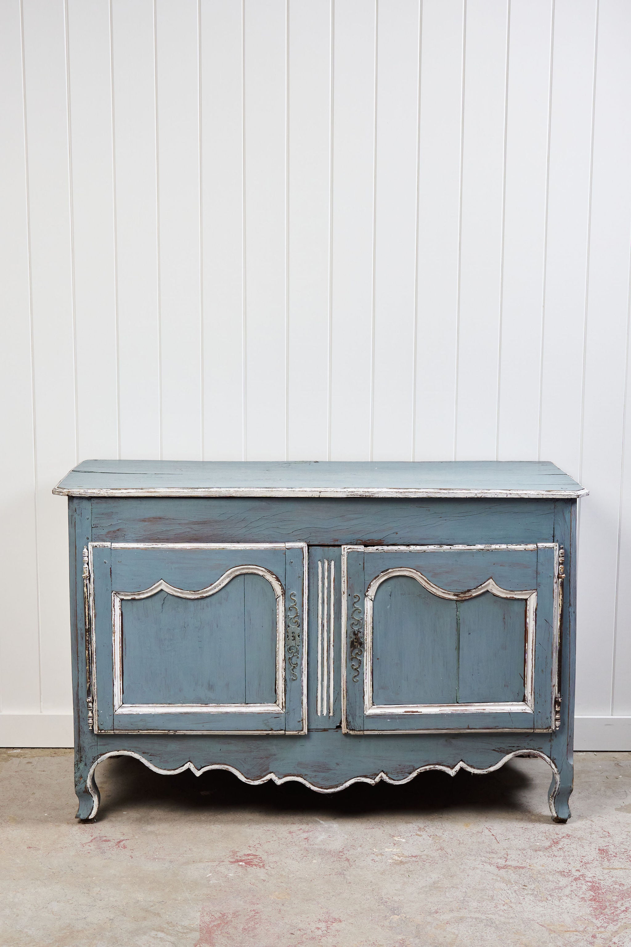 18th Century Country French Painted Blue Cupboard
