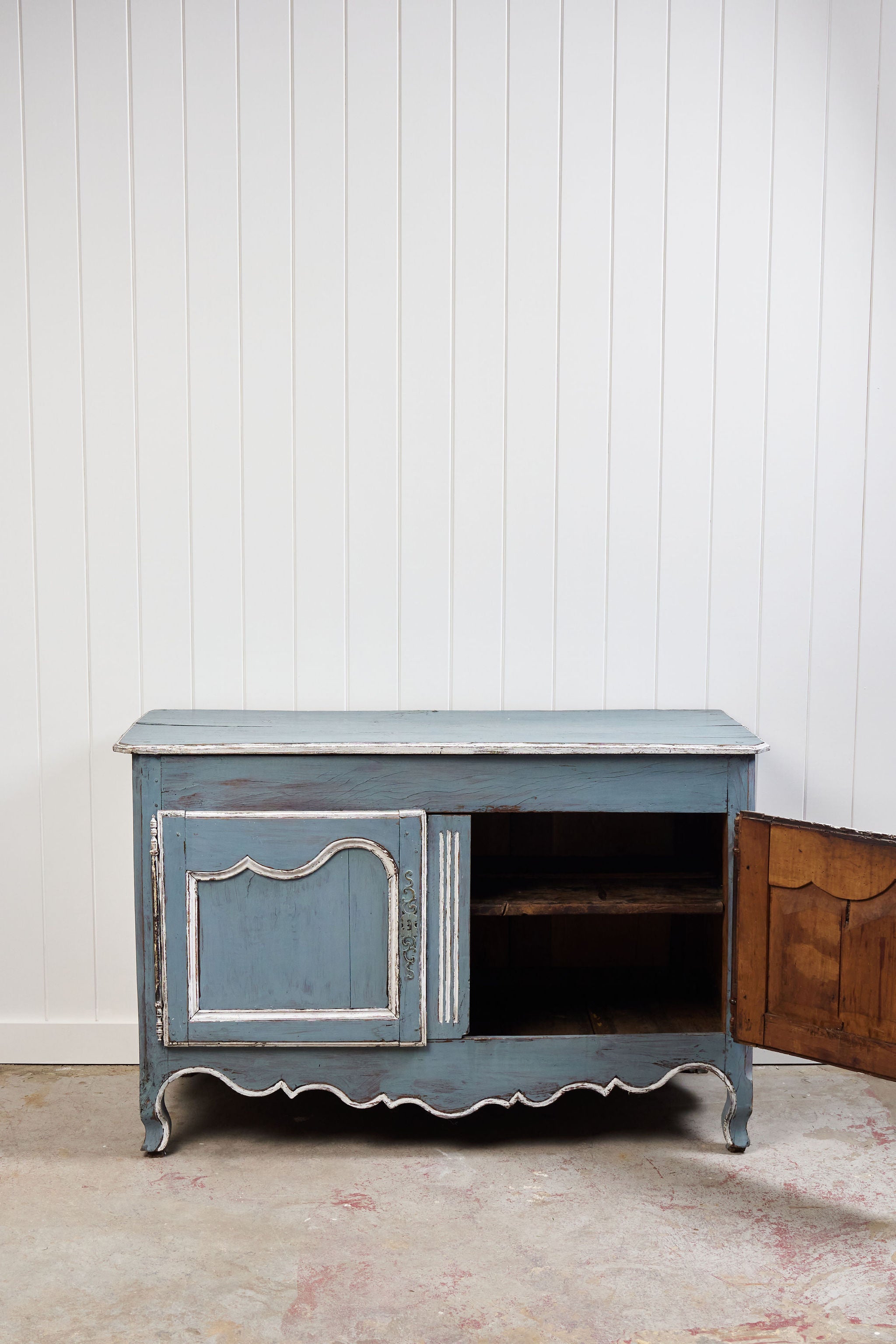 18th Century Country French Painted Blue Cupboard