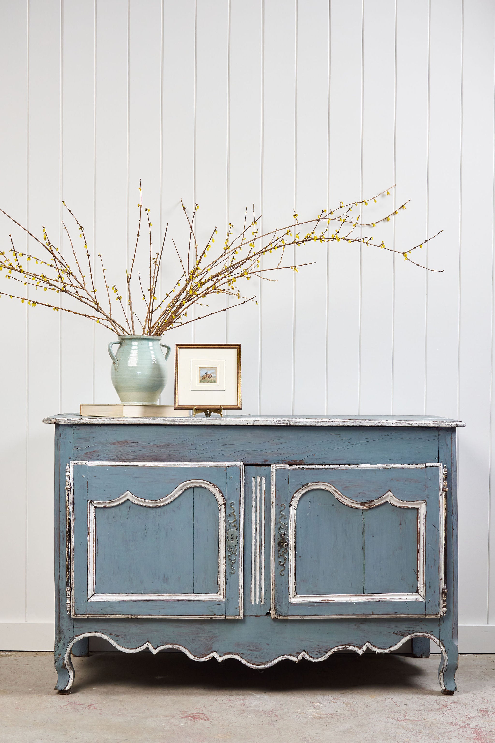 18th Century Country French Painted Blue Cupboard