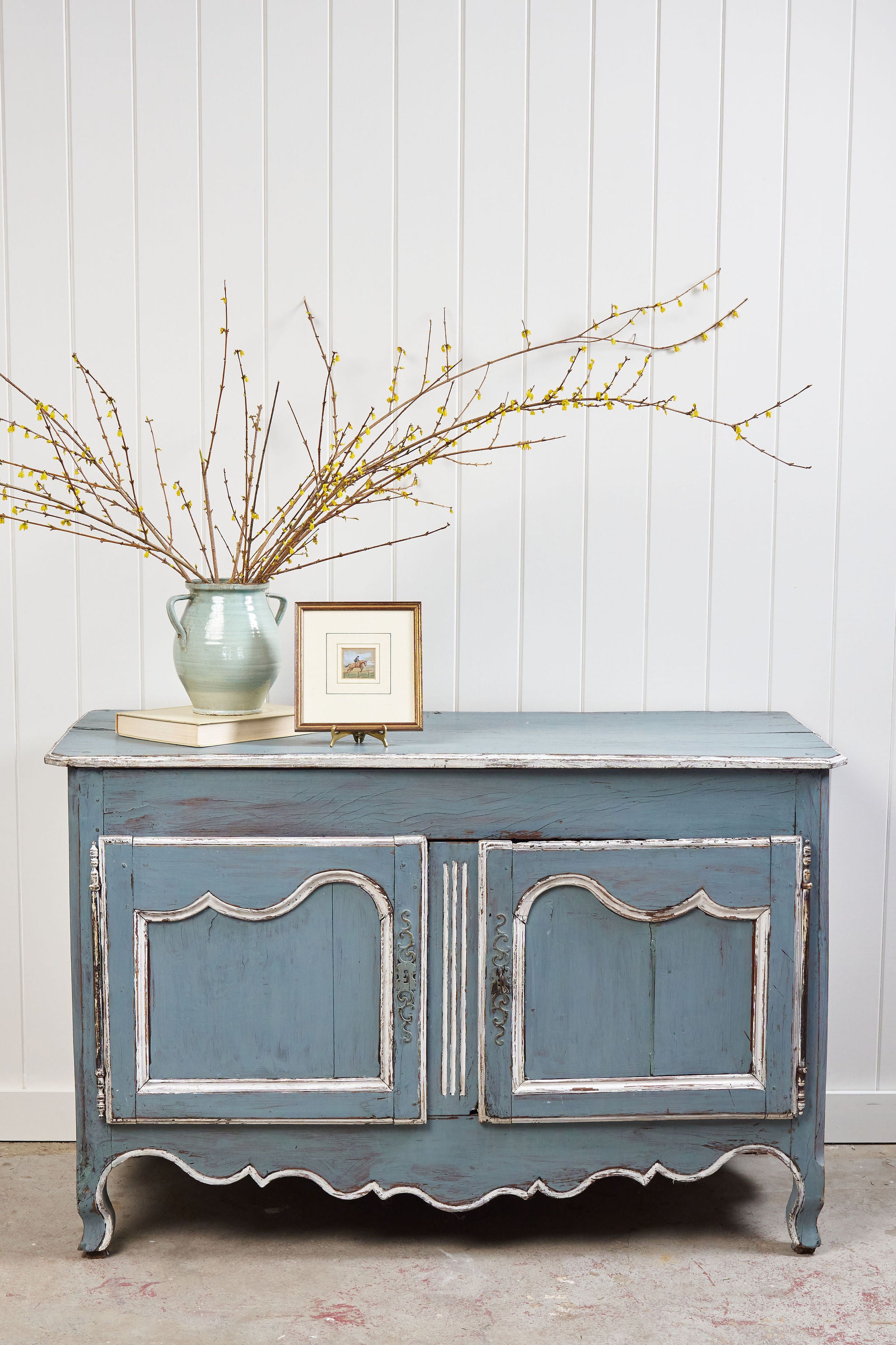 18th Century Country French Painted Blue Cupboard