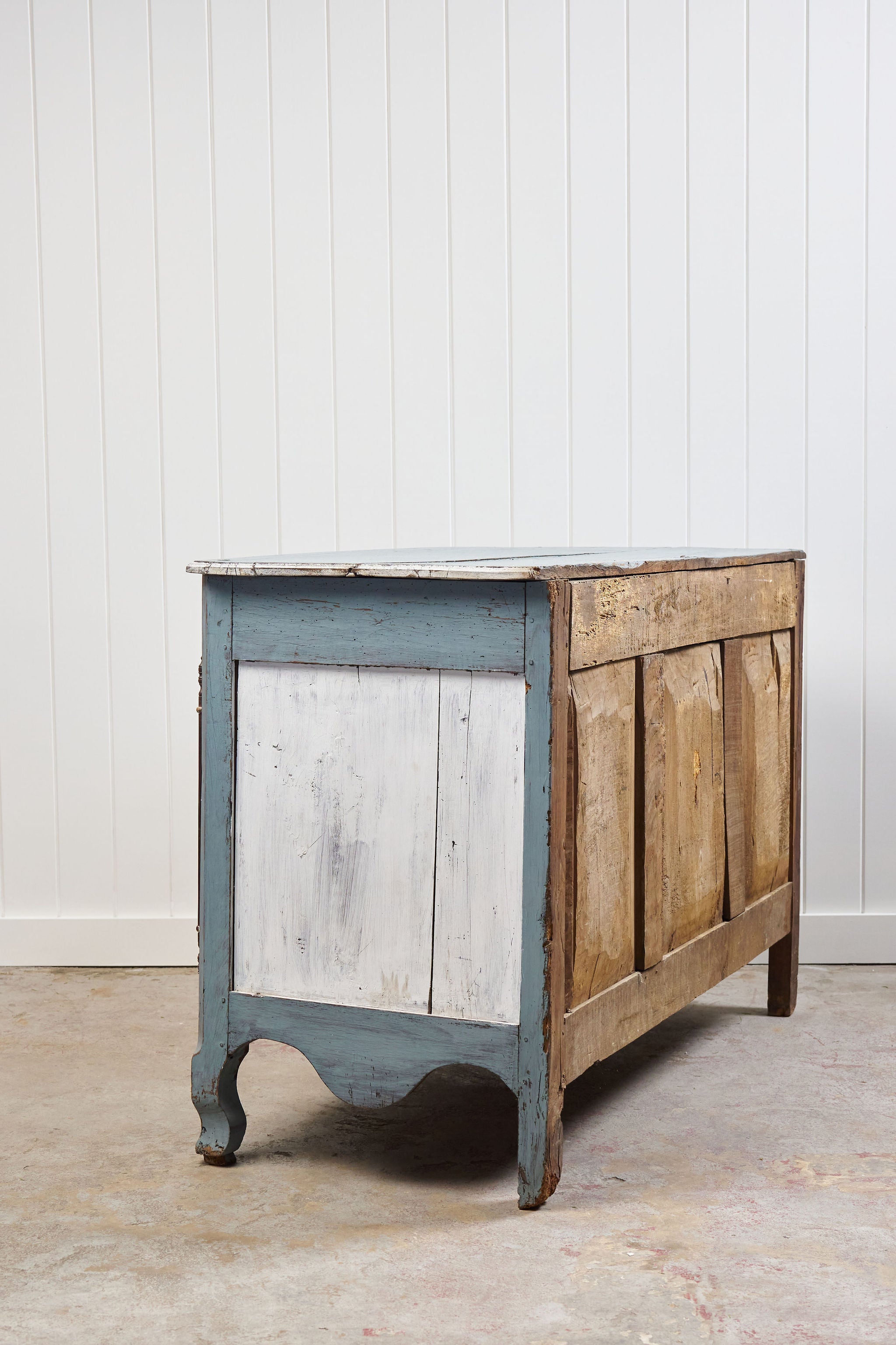 18th Century Country French Painted Blue Cupboard