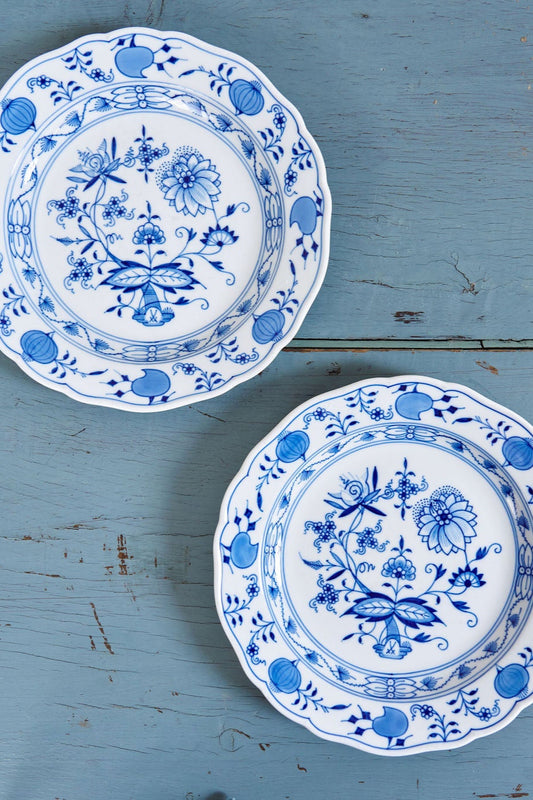 SET of 2 | Meissen Blue Onion Salad Plates (stamped swords)