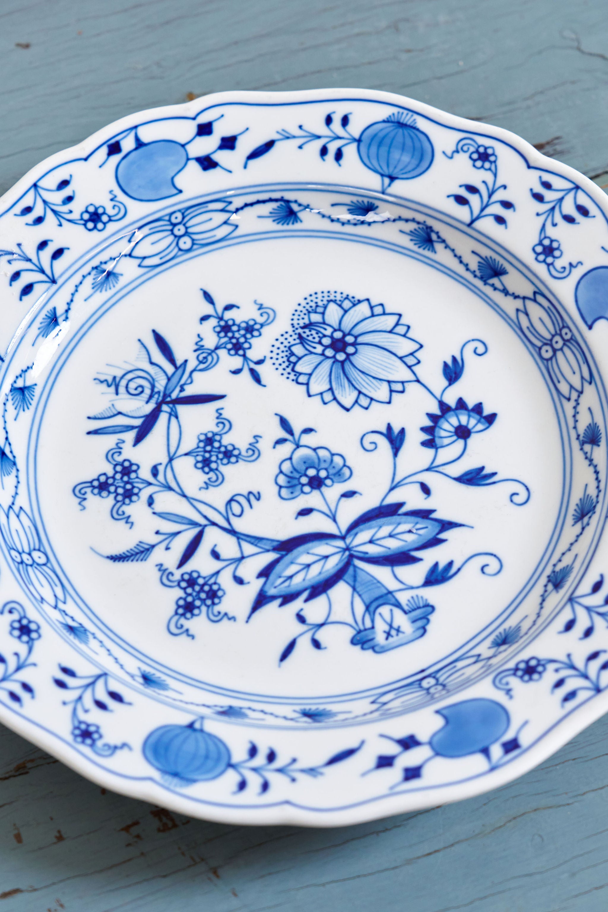 SET of 2 | Meissen Blue Onion Salad Plates (stamped swords)