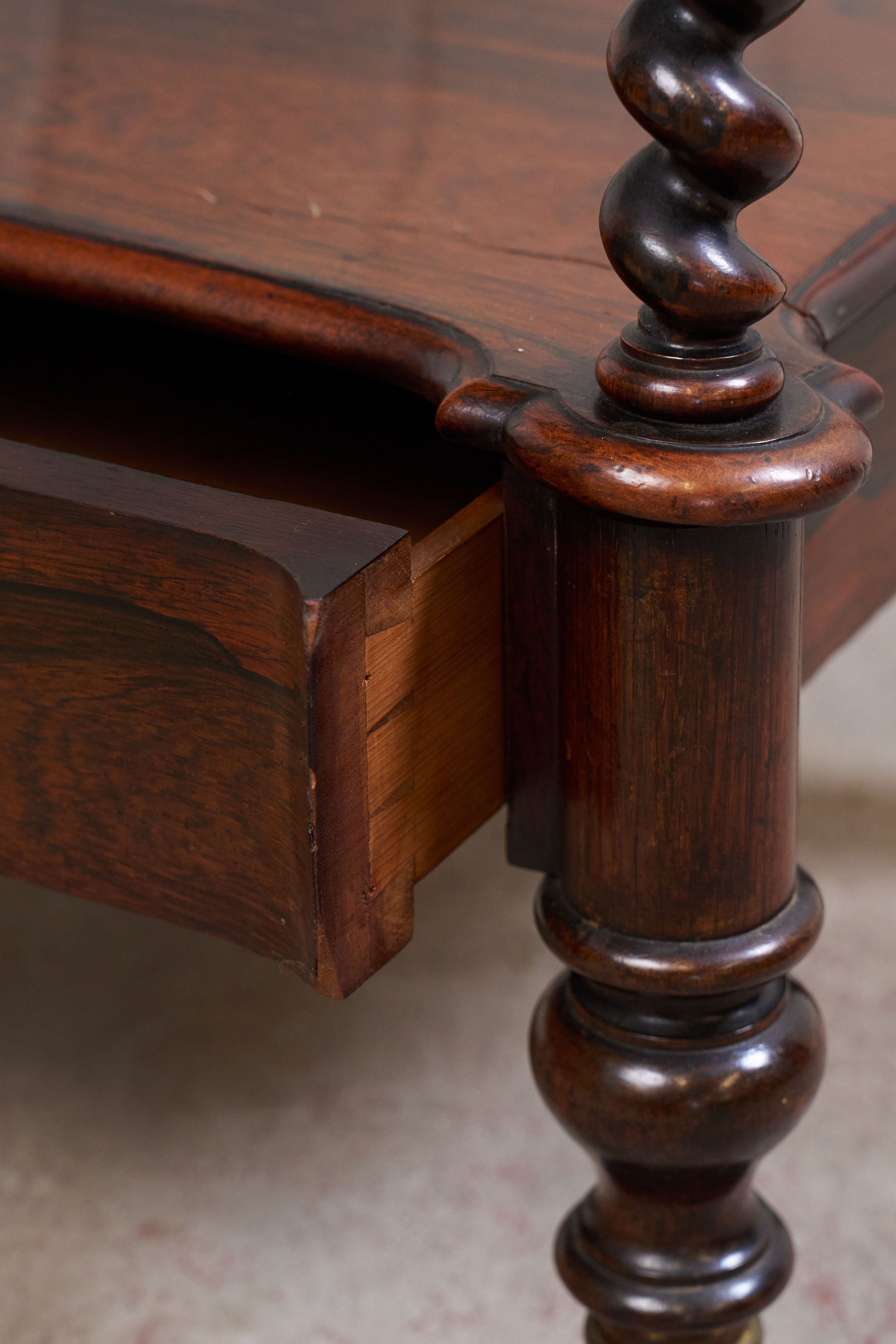 William IV Early 19th Century Rosewood Three-Tier Whatnot with Brass Gallery