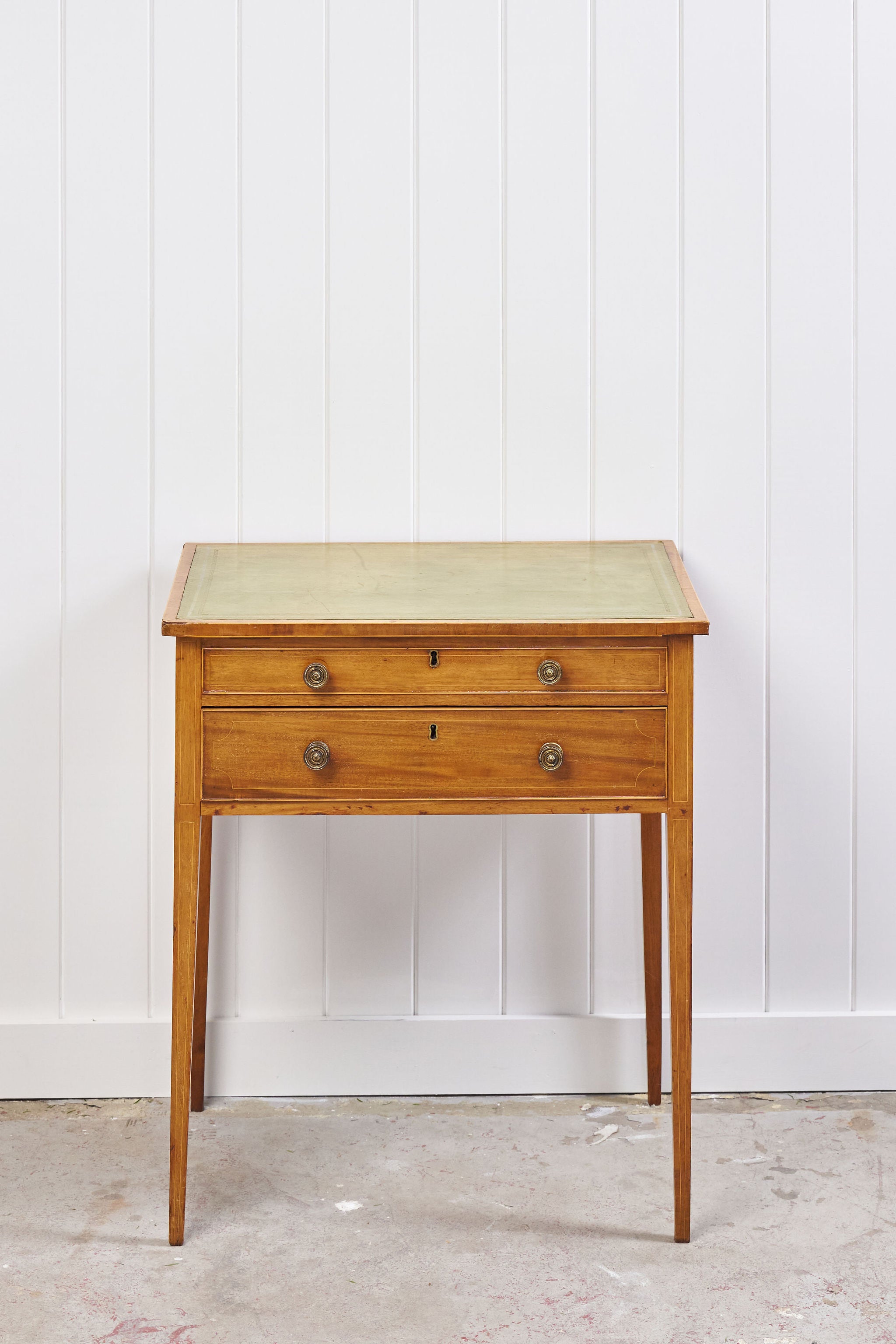 19th Century Blonde Oak Lift-Top Desk with Green Leather Top