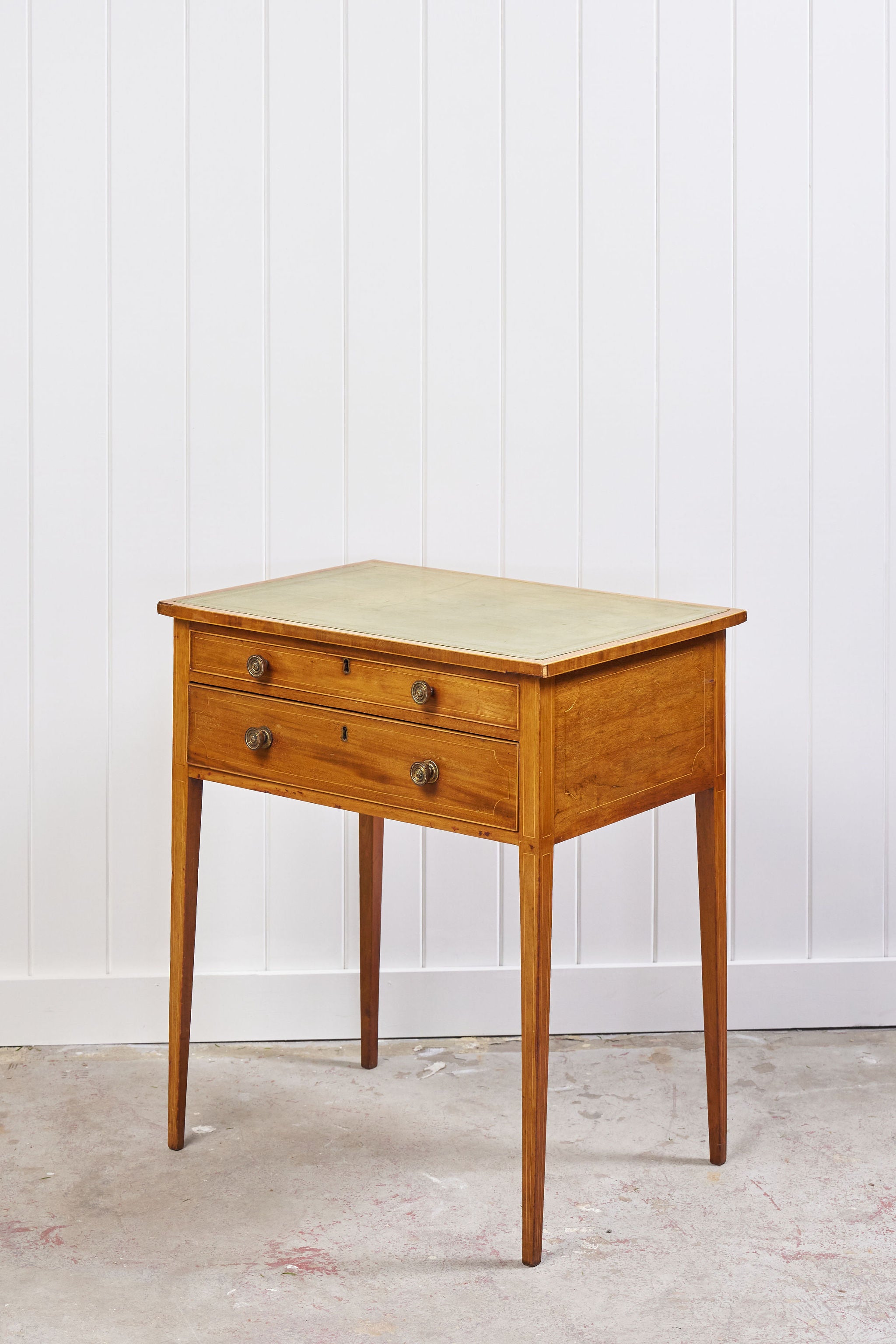 19th Century Blonde Oak Lift-Top Desk with Green Leather Top