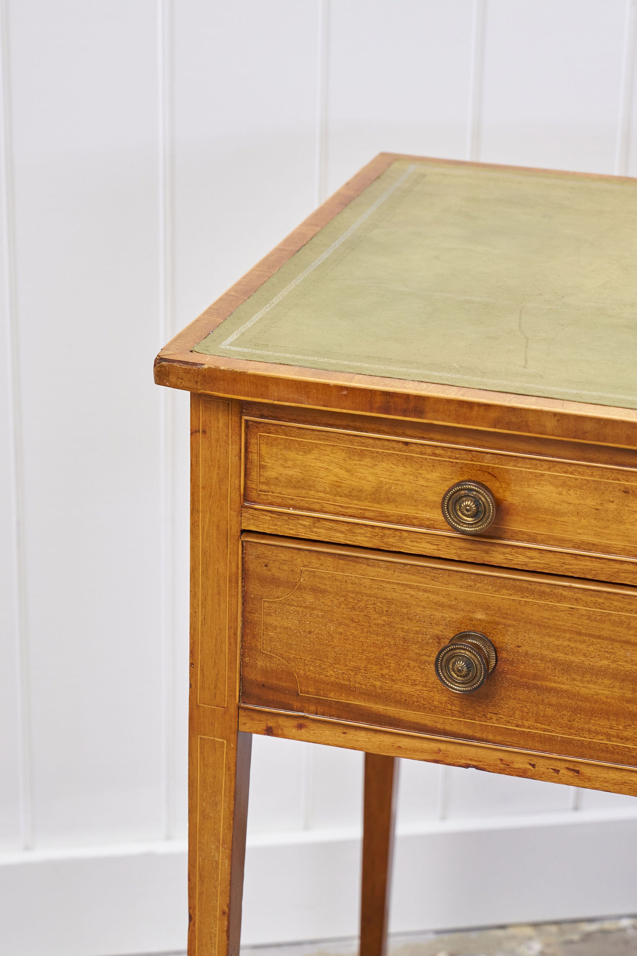 19th Century Blonde Oak Lift-Top Desk with Green Leather Top