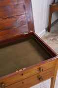 Load image into Gallery viewer, 19th Century Blonde Oak Lift-Top Desk with Green Leather Top
