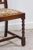 Load image into Gallery viewer, Antique English Oak Barley Twist Chair with Tapestry Seat
