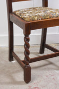 Load image into Gallery viewer, Antique English Oak Barley Twist Chair with Tapestry Seat
