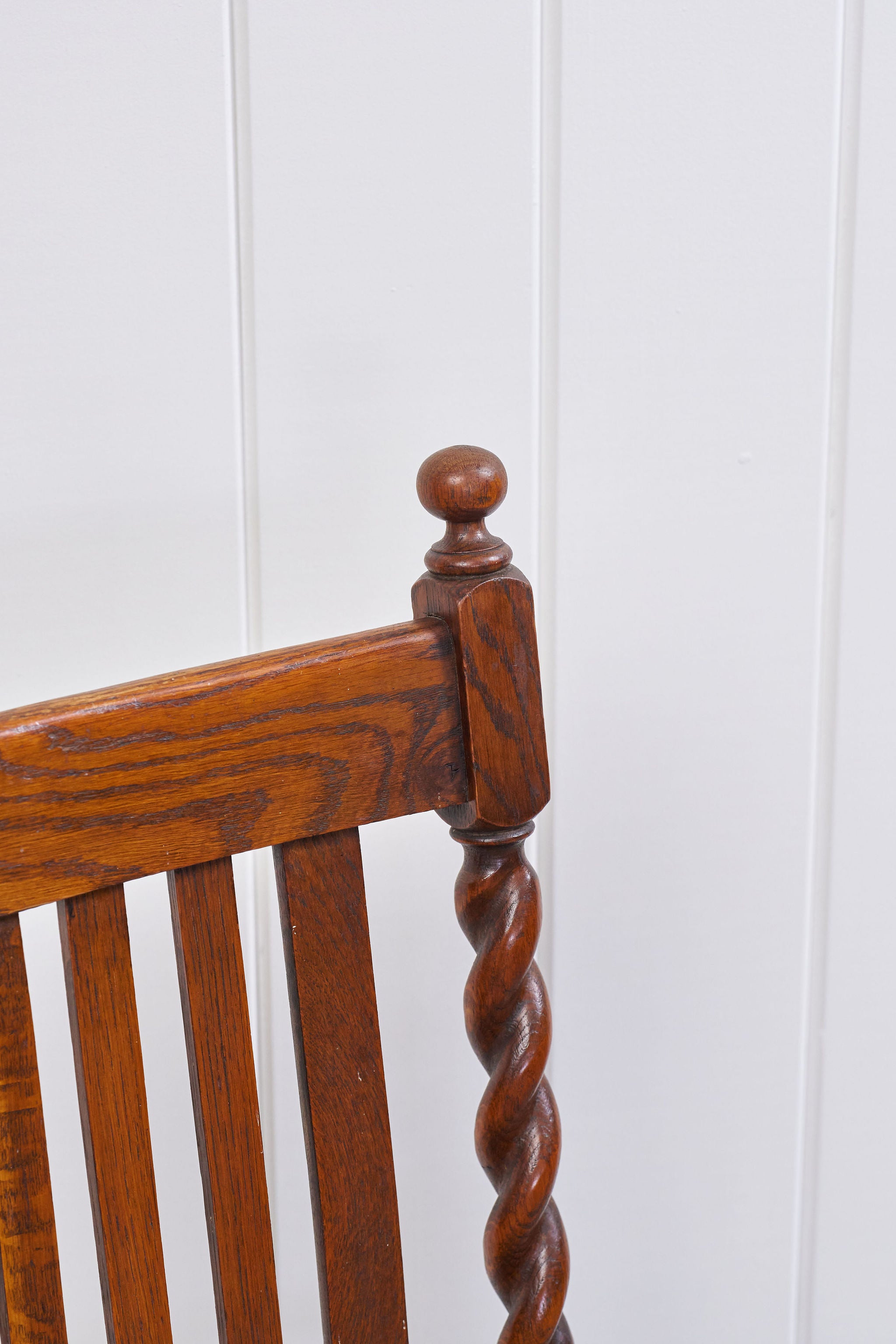 Antique English Oak Barley Twist Chair with Tapestry Seat