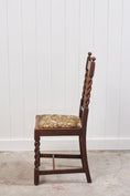 Load image into Gallery viewer, Antique English Oak Barley Twist Chair with Tapestry Seat
