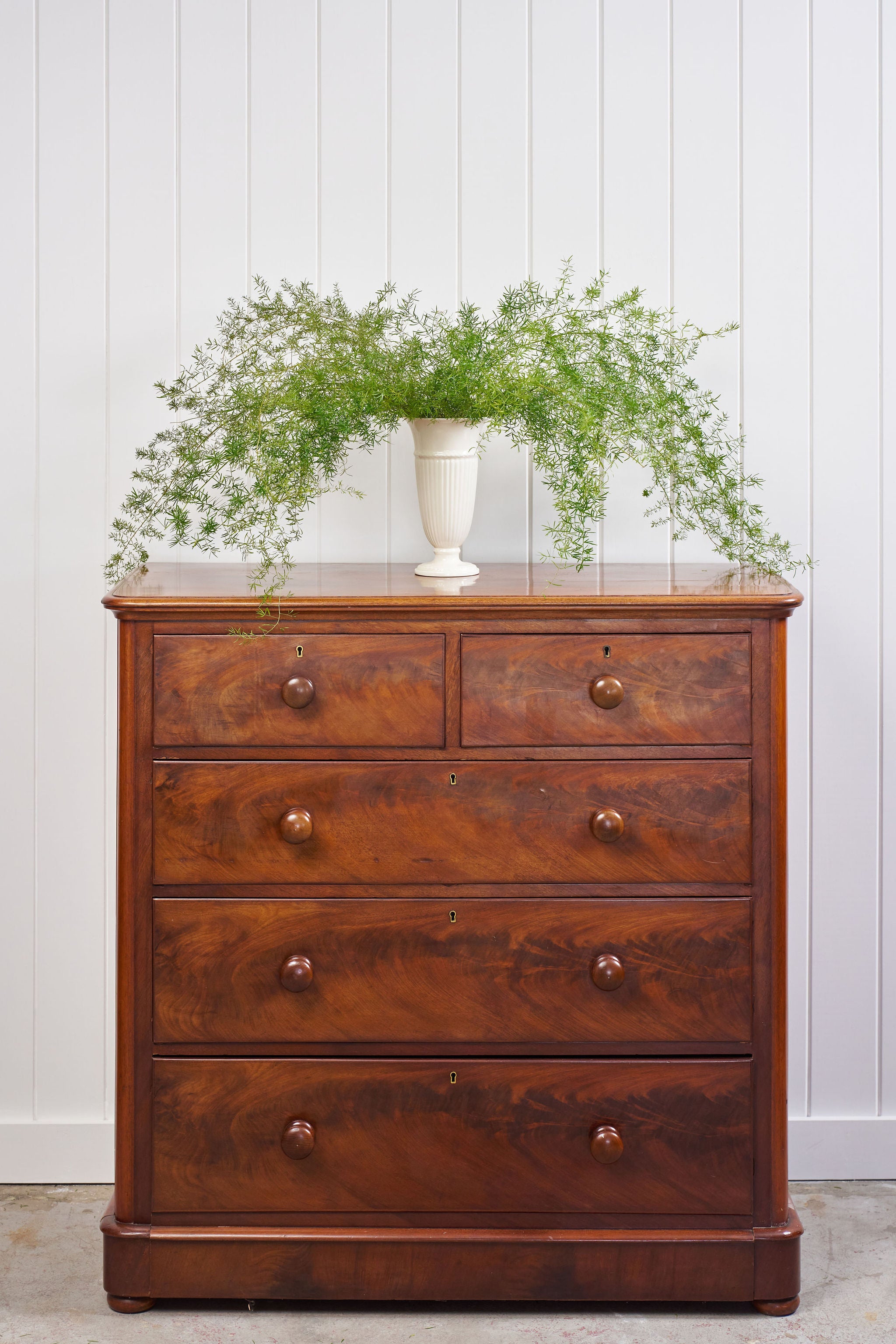 19th Century Flamed Mahogany Two Over Three Chest