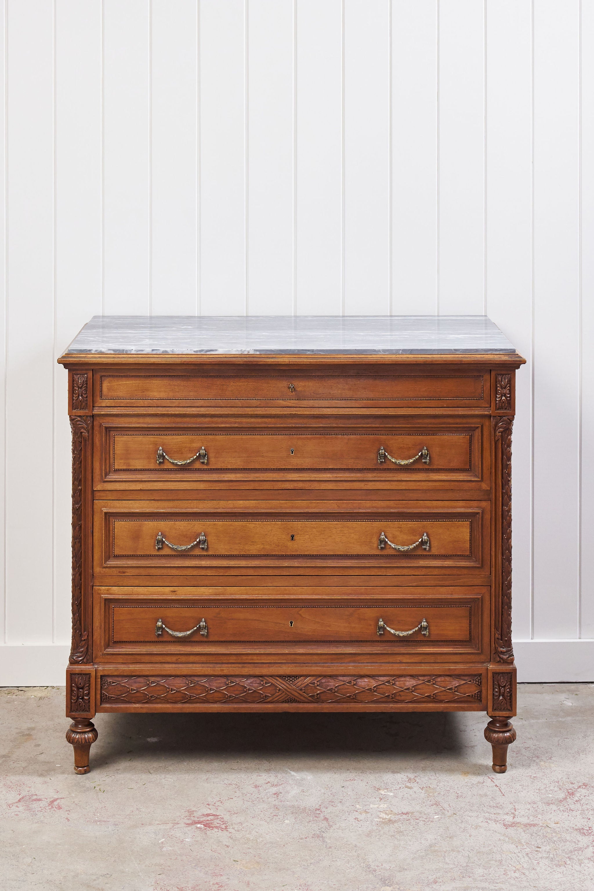 19th Century French Secretary with Marble Top by CH Jeanselme