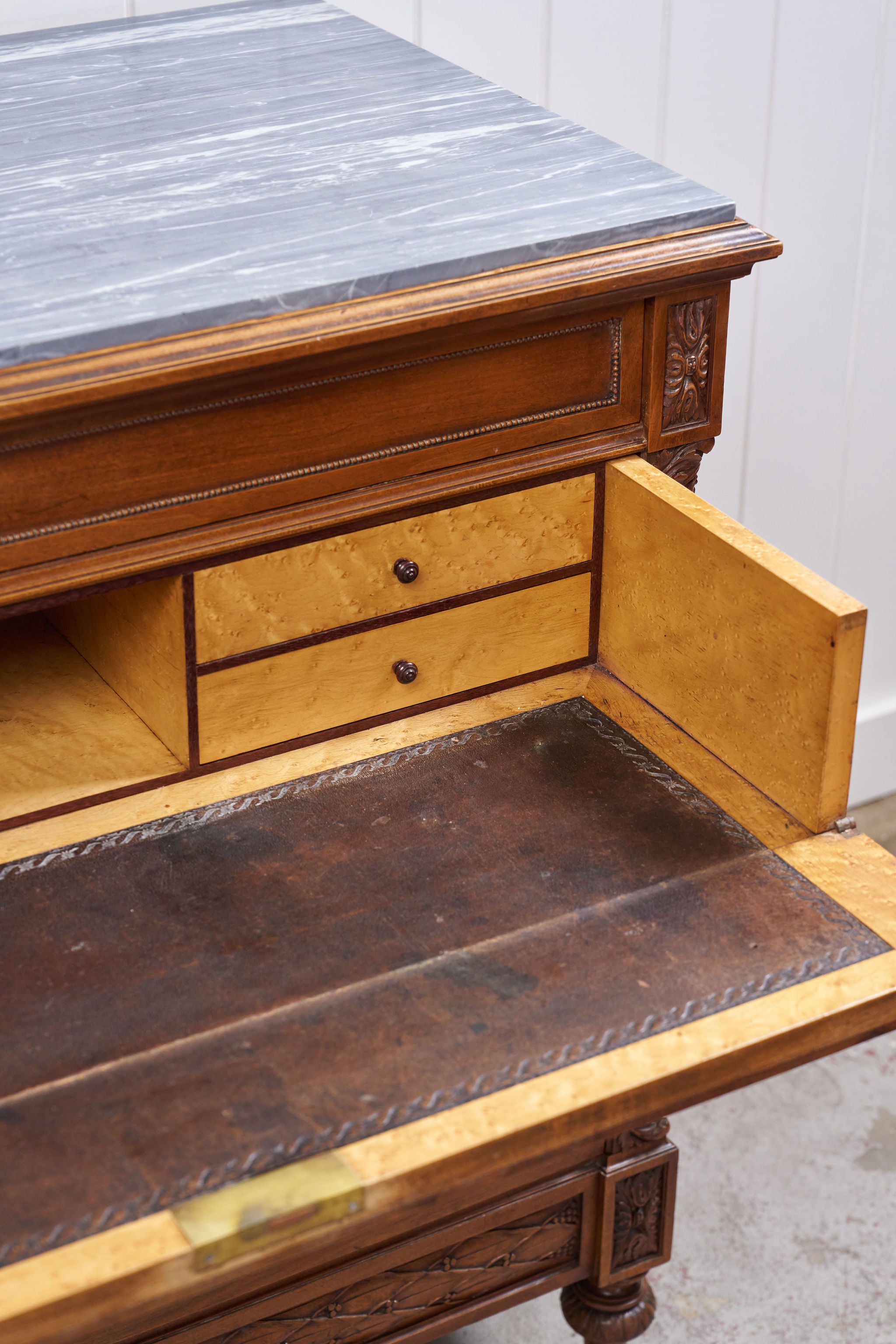 19th Century French Secretary with Marble Top by CH Jeanselme