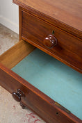 Load image into Gallery viewer, Thin English Mahogany Chest with Original Wooden Knobs + Feet (c. 1825)
