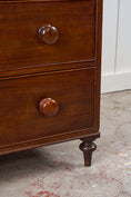Load image into Gallery viewer, Thin English Mahogany Chest with Original Wooden Knobs + Feet (c. 1825)
