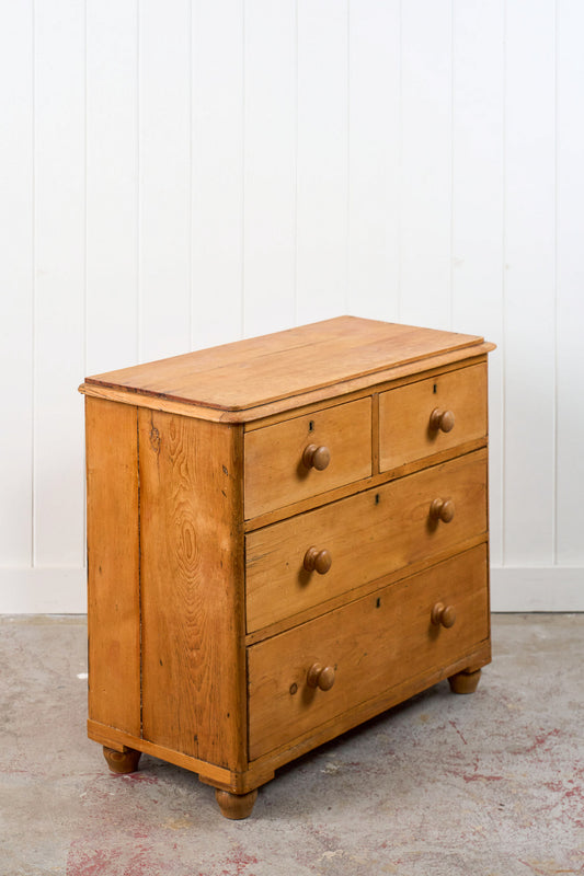 Two Over Two Antique English Victorian Pine Chest