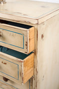 Load image into Gallery viewer, 19th Century Victorian Two Over Three Painted Pine Chest with Blue Accents
