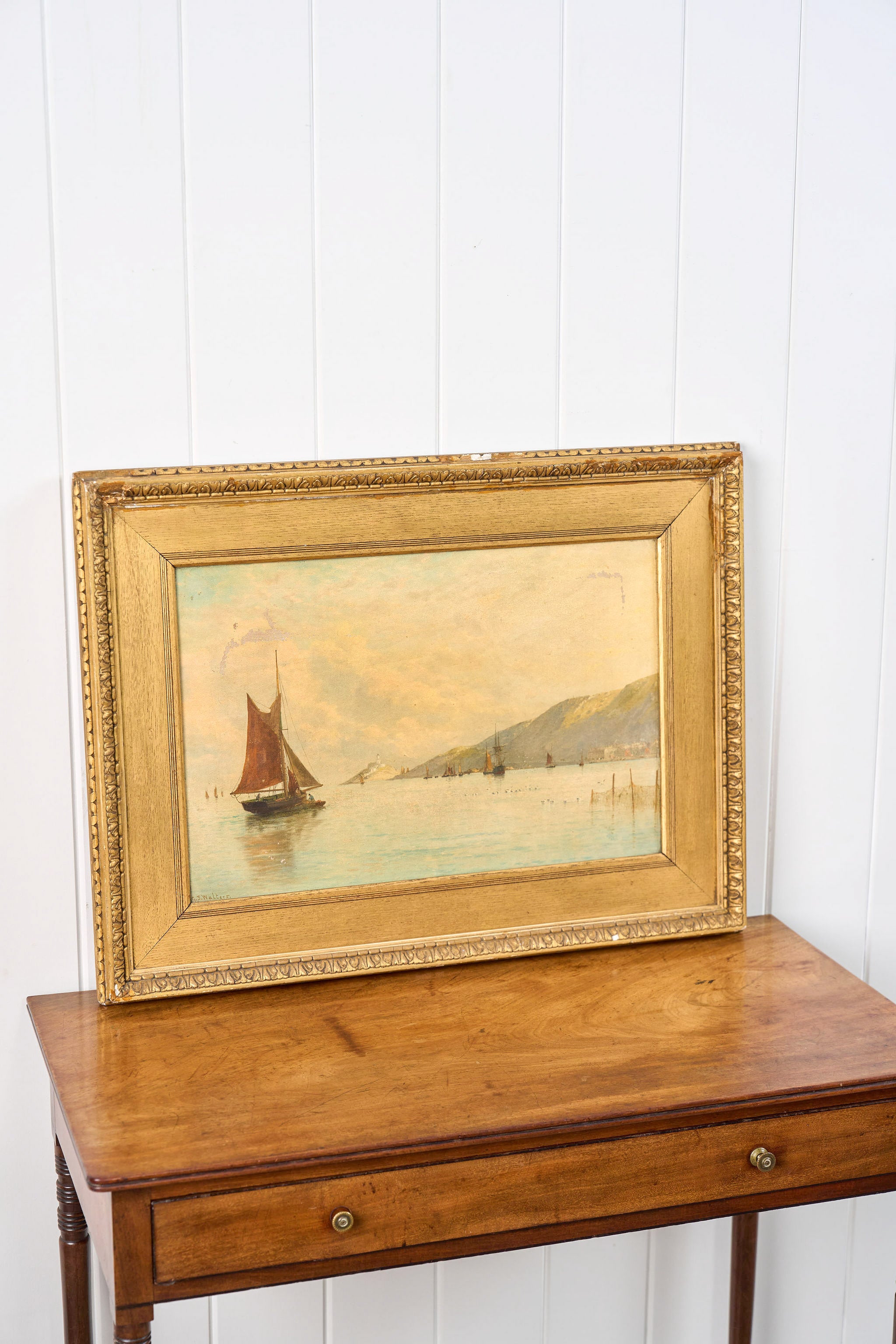 George Stanfield Walters (English, 1838-1924) Signed Study of Boats Oil On Canvas