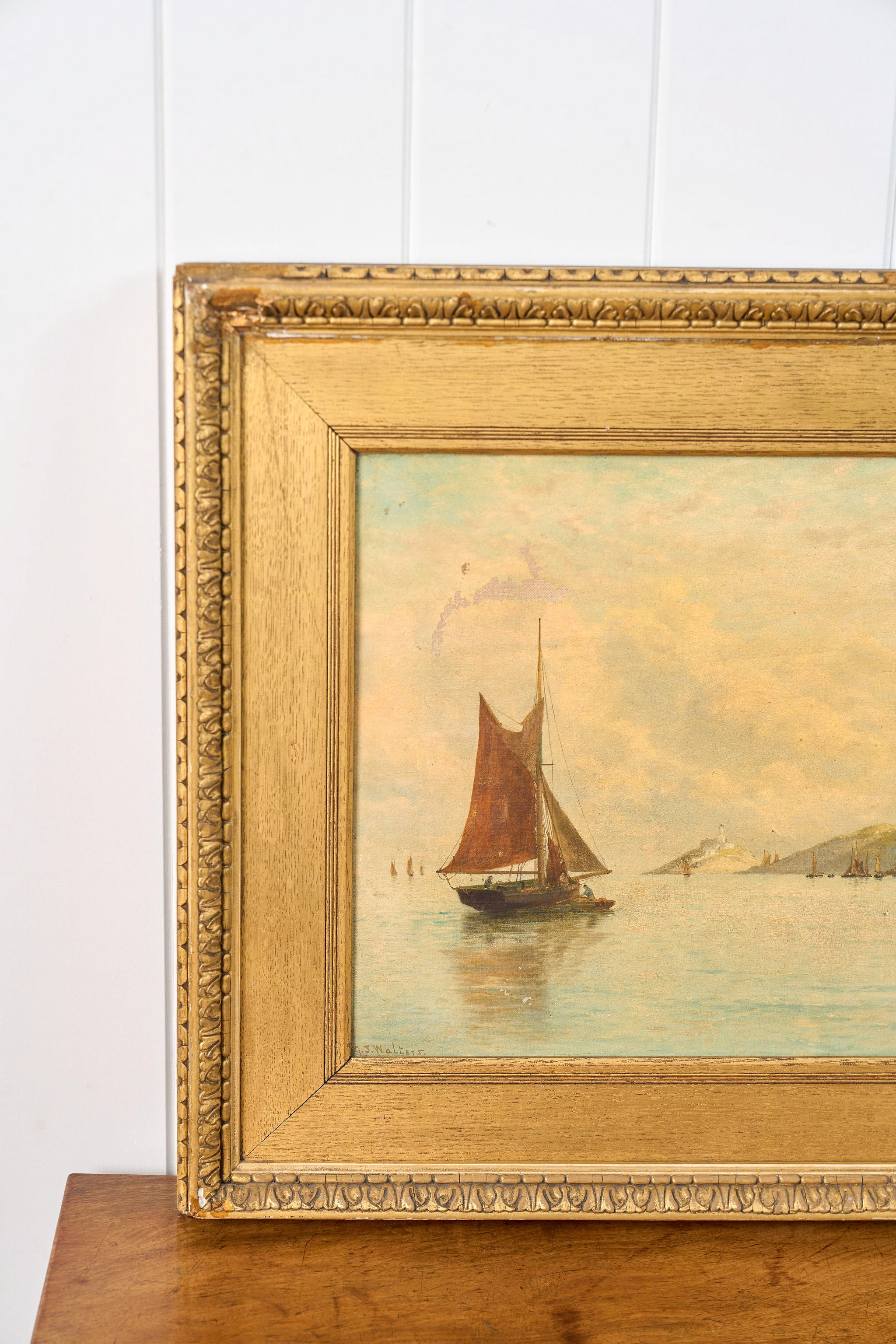 George Stanfield Walters (English, 1838-1924) Signed Study of Boats Oil On Canvas