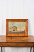 Load image into Gallery viewer, 19th Century Original English Ship Oil In Original Maple Frame
